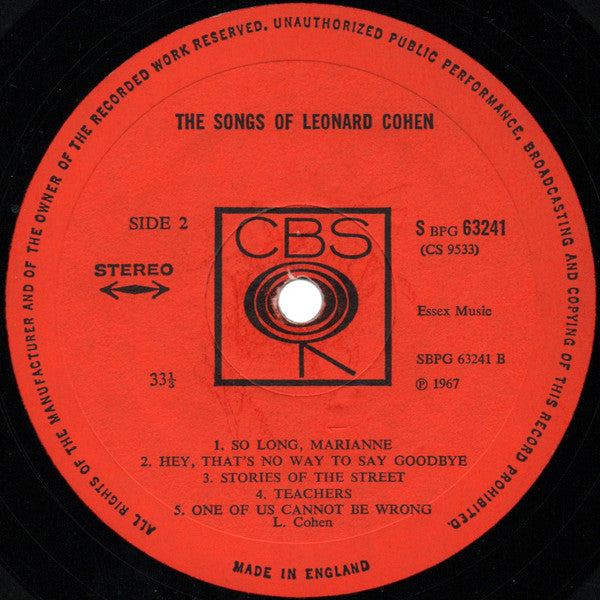 Leonard Cohen : Songs Of Leonard Cohen (LP, Album)