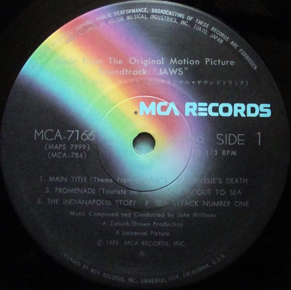 John Williams (4) : Jaws - Music From The Original Motion Picture Soundtrack (LP, Album)