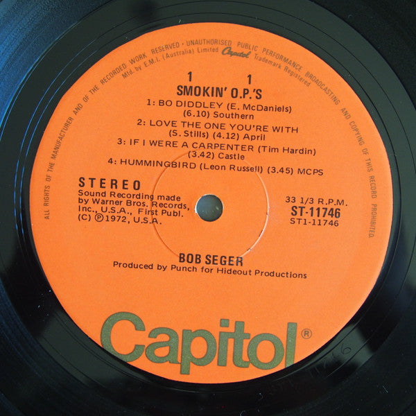 Bob Seger : Smokin' O.P.'S (LP, Album)