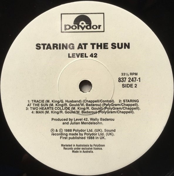 Level 42 : Staring At The Sun (LP, Album)