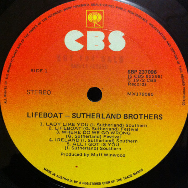 Sutherland Brothers : Lifeboat (LP, Album)
