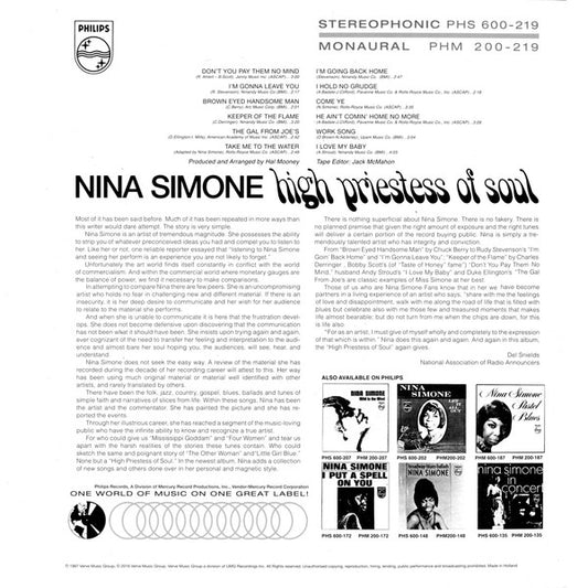 Nina Simone : High Priestess Of Soul (LP, Album, RE)