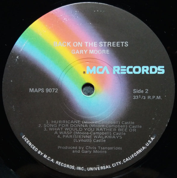 Gary Moore : Back On The Streets (LP, Album, Gat)