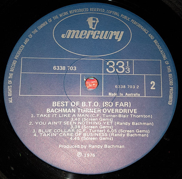 Bachman-Turner Overdrive : Best Of B.T.O. (So Far) (LP, Comp)