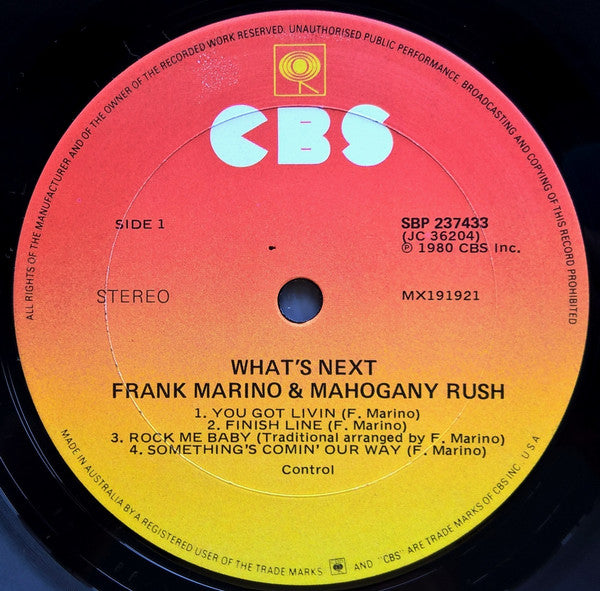 Frank Marino & Mahogany Rush : What's Next (LP, Album)