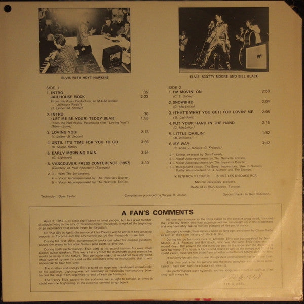 Elvis Presley : A Canadian Tribute (LP, Comp)