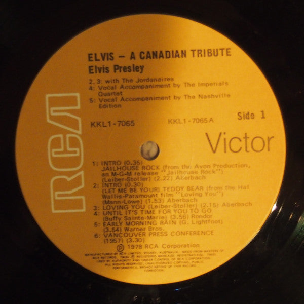 Elvis Presley : A Canadian Tribute (LP, Comp)