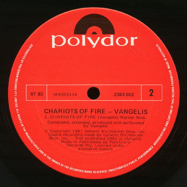Vangelis : Chariots Of Fire (LP, Album)