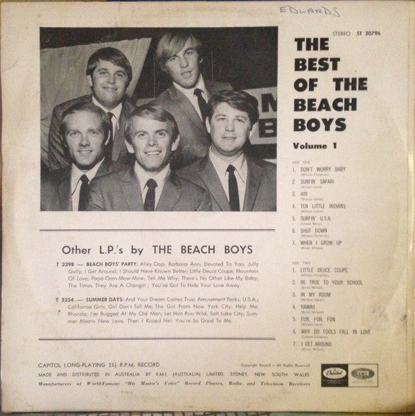 The Beach Boys : The Best Of The Beach Boys Volume 1 (LP, Comp)