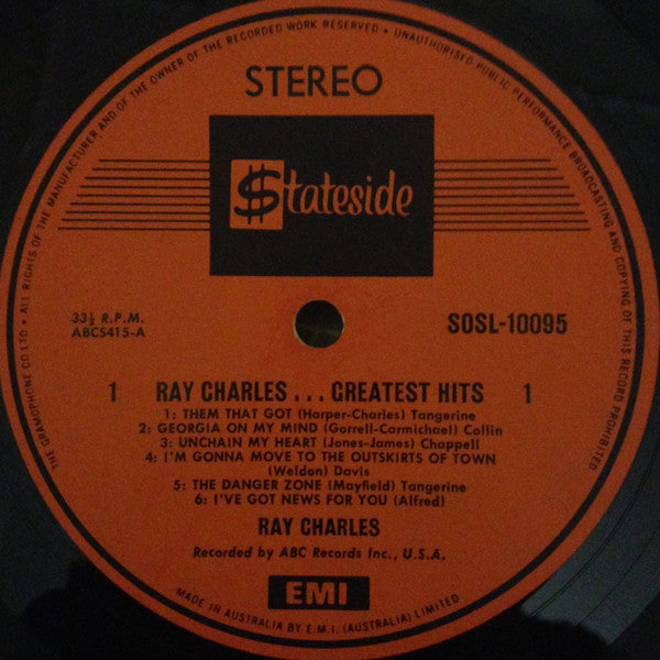 Ray Charles : Greatest Hits (LP, Comp, Mono, RE)
