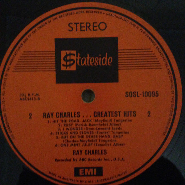 Ray Charles : Greatest Hits (LP, Comp, Mono, RE)