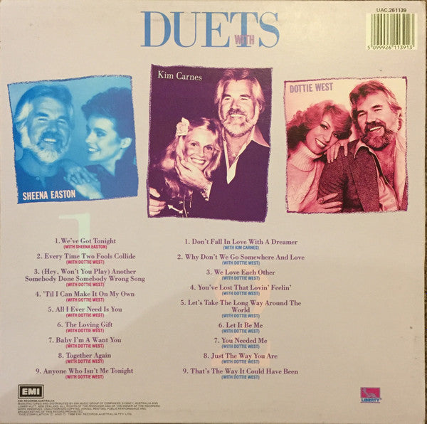Kenny Rogers With Kim Carnes, Sheena Easton & Dottie West : Duets (LP, Comp)
