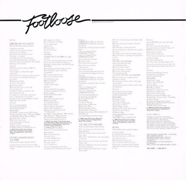 Various : Footloose (Original Soundtrack Of The Paramount Motion Picture) (LP, Comp)