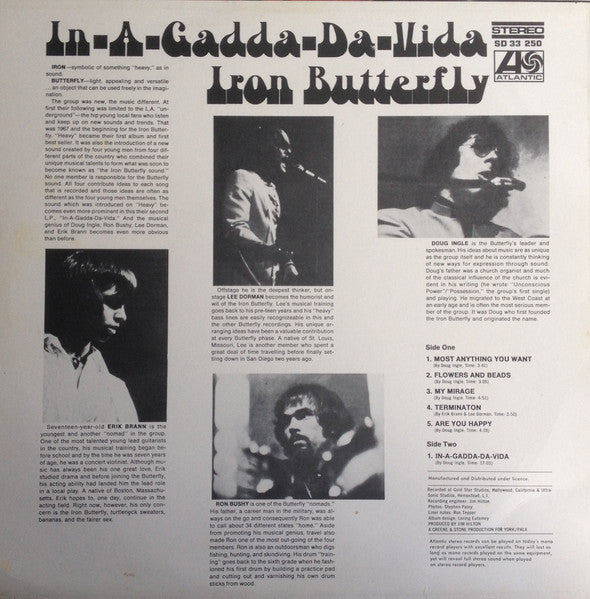 Iron Butterfly : In-A-Gadda-Da-Vida (LP, Album)