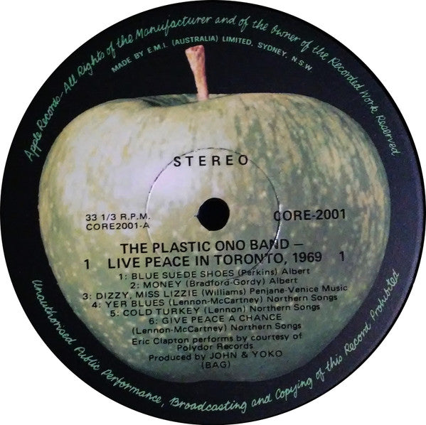 The Plastic Ono Band : Live Peace In Toronto 1969 (LP, RP)