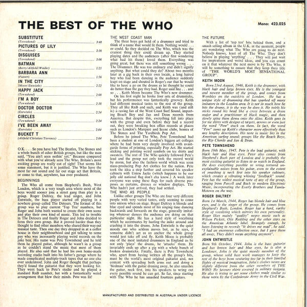 The Who : The Best Of The Who (LP, Comp, Mono, RE)