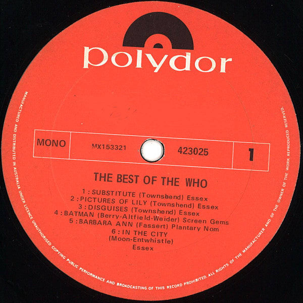 The Who : The Best Of The Who (LP, Comp, Mono, RE)