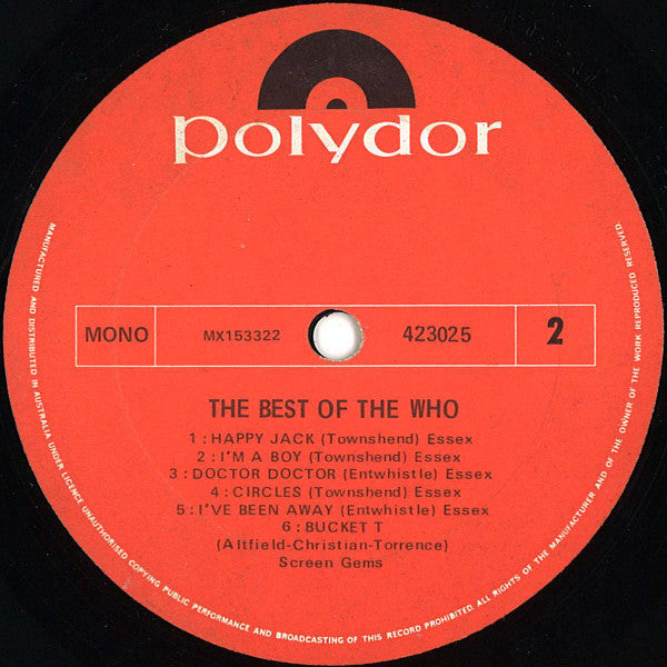 The Who : The Best Of The Who (LP, Comp, Mono, RE)