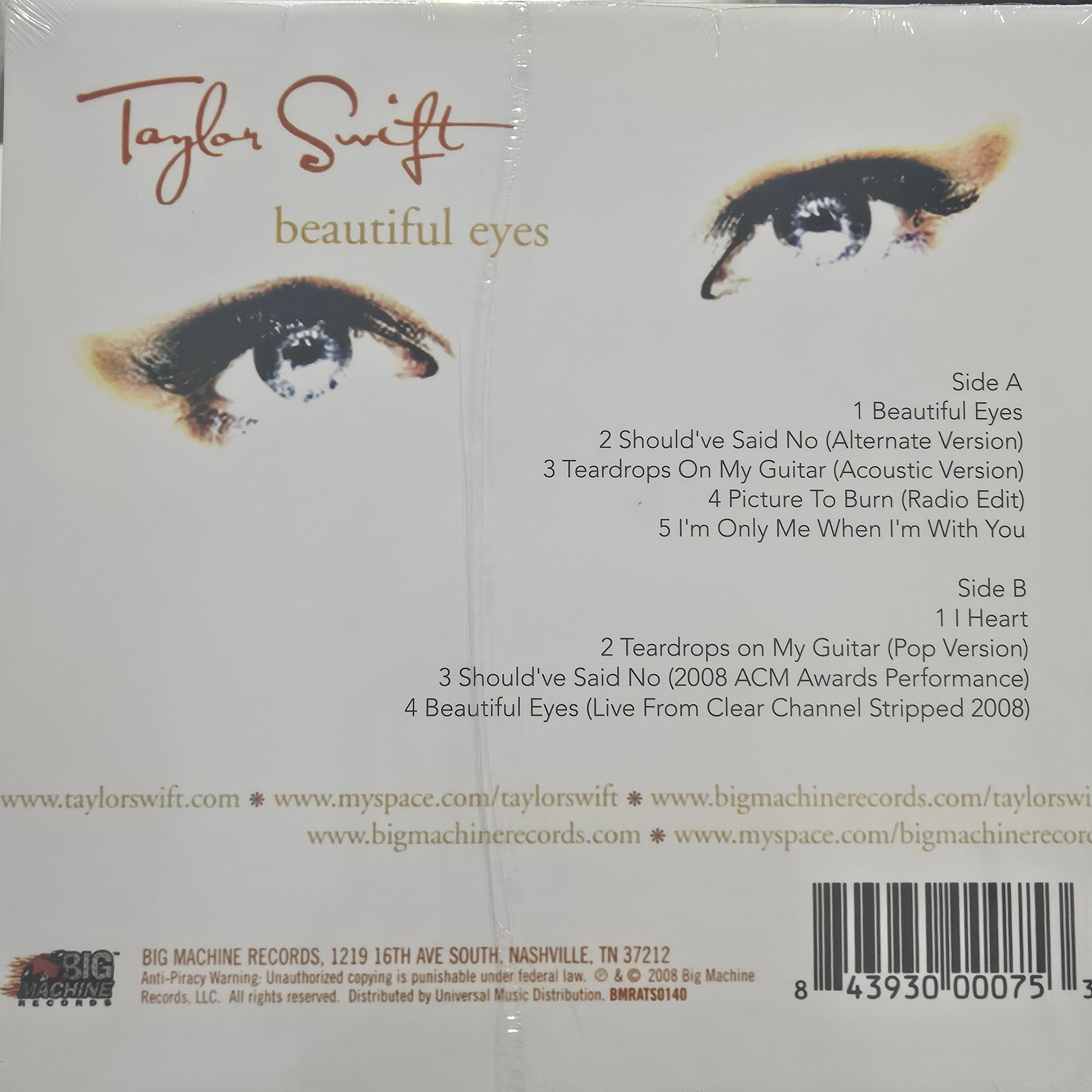 TAYLOR SWIFT - BEAUTIFUL EYES VINYL UNOFFICIAL COLOURED