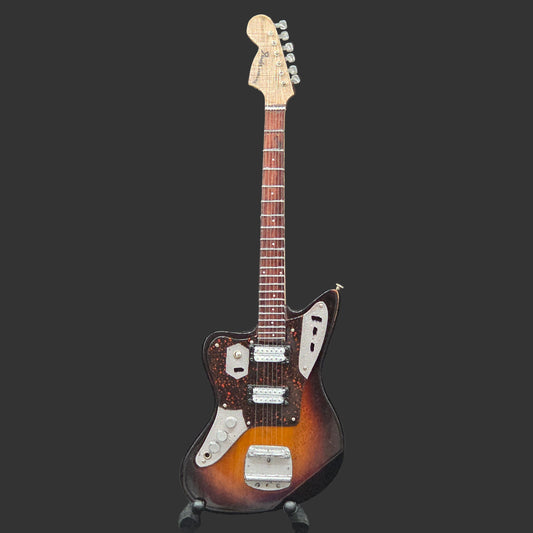 Miniature Guitar - Nirvana Kurt Cobain Fender Jaguar Sunburst - Model Guitar Inc Stand