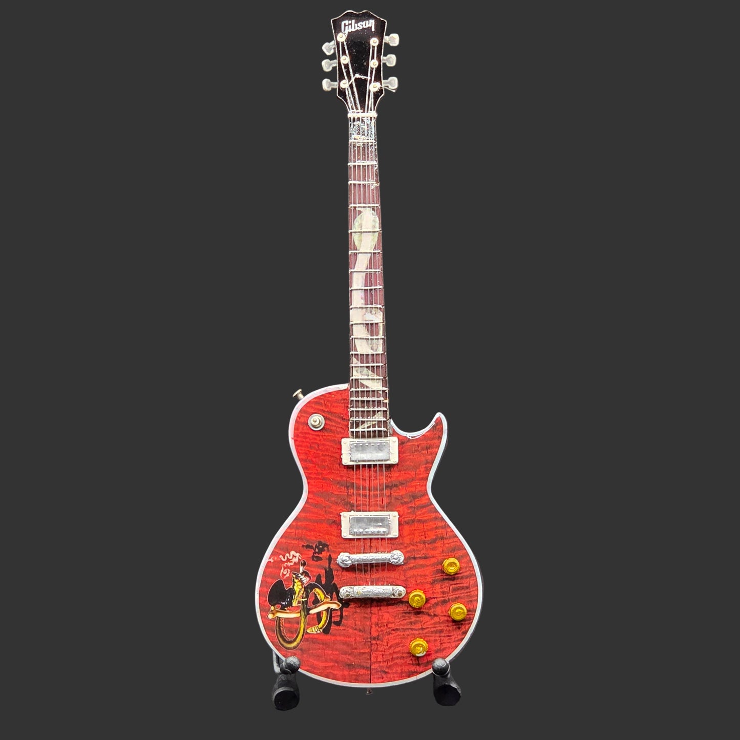 Miniature Guitar - Slash Guns N Roses Snake Pit Gibson Les Paul - Model Guitar Inc Stand