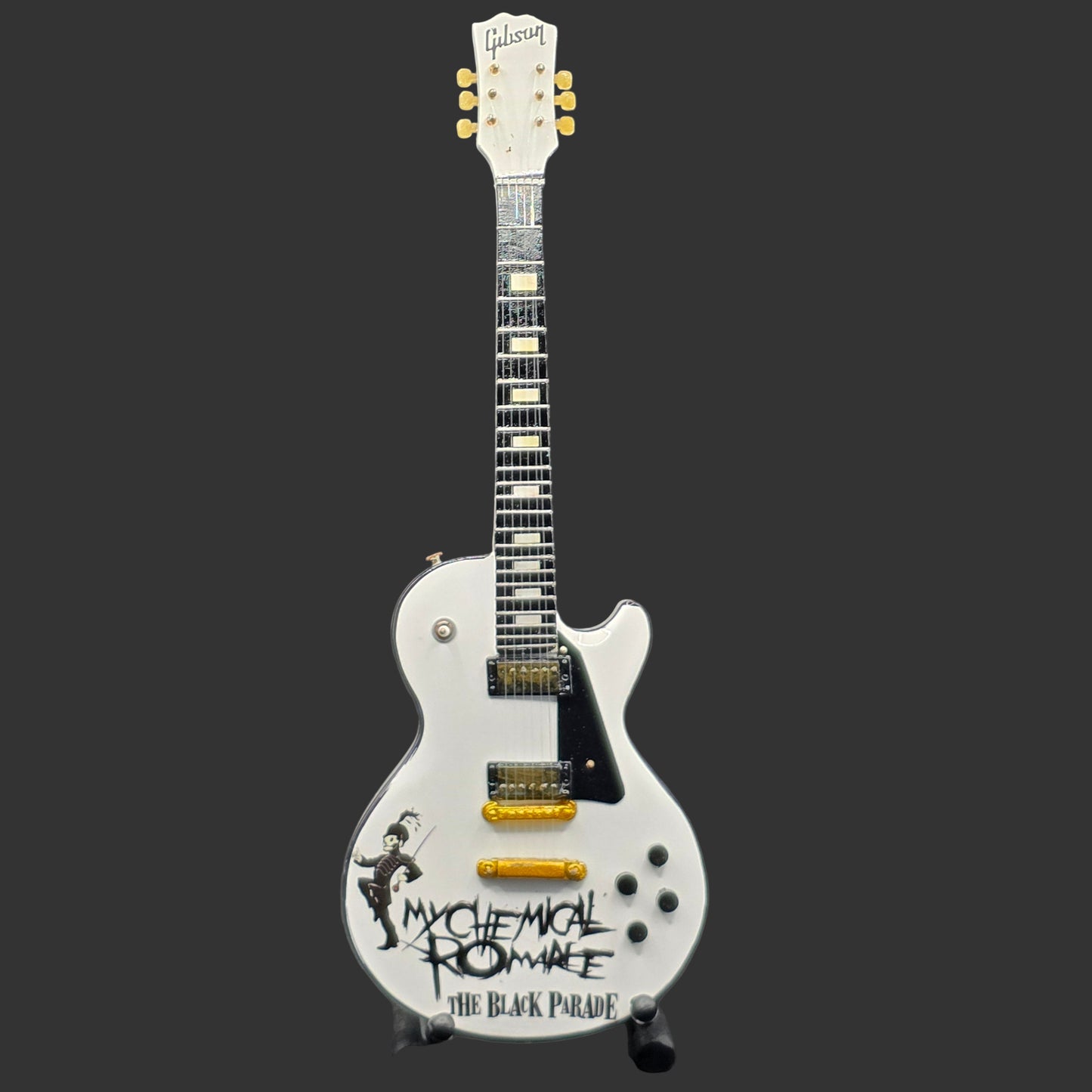 Miniature Guitar - My Chemical Romance The Black Parade MCR White Les Paul - Model Guitar Inc Stand