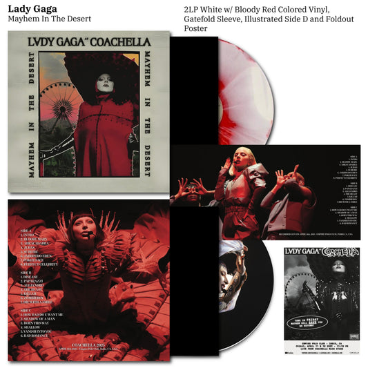 Lady Gaga – Mayhem In The Desert - Coachella 2025 "2LP Coloured/ Splatter Vinyl " Inc Poster and Side D Picture Disc