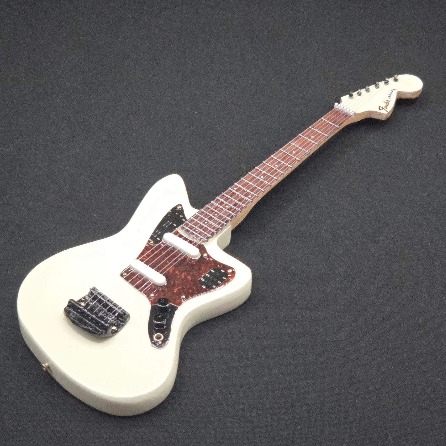 Miniature Guitar - Fender Jaguar White - Model Guitar Inc Stand