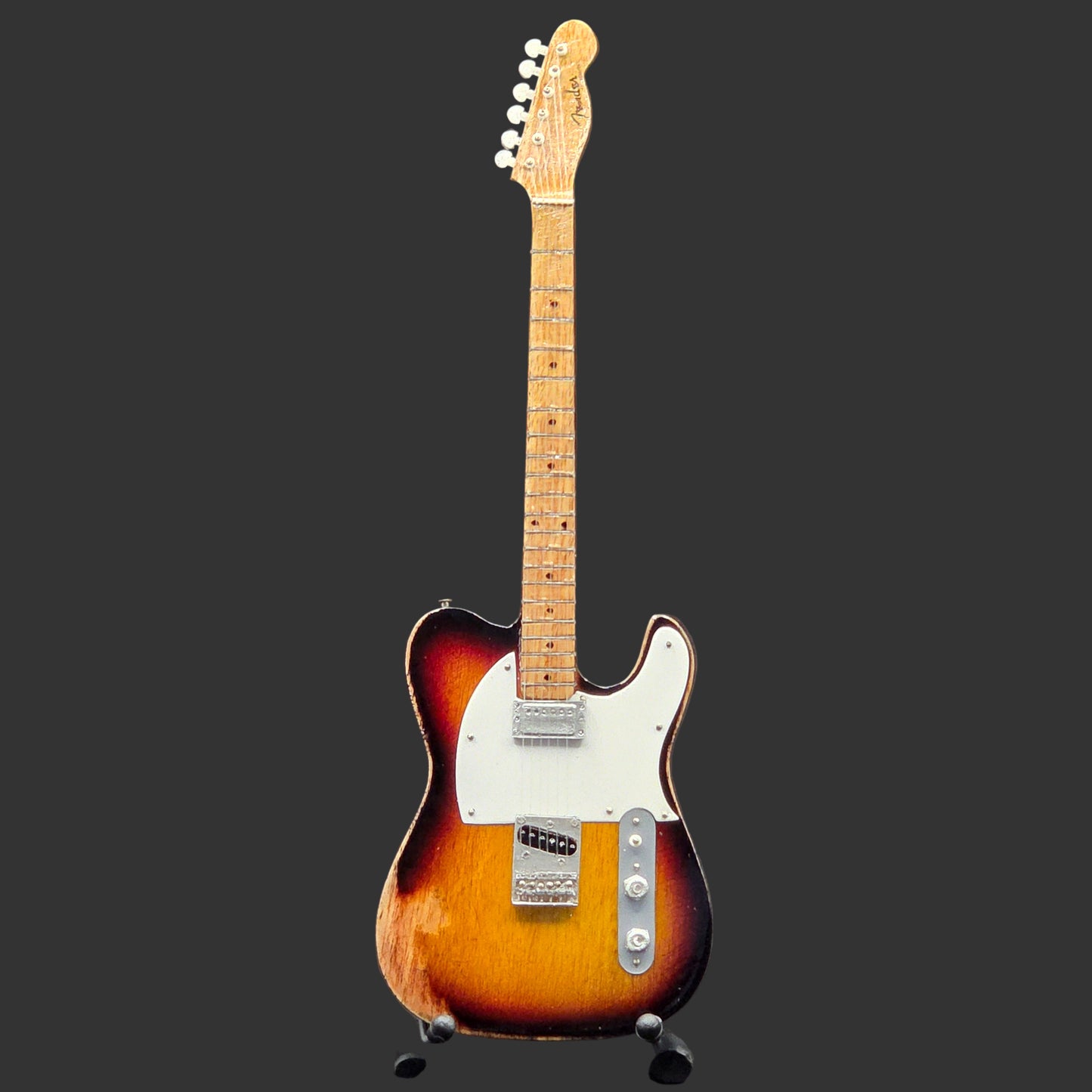 Miniature Guitar - Fender Telecaster Sunburst Roadworn The Police - Model Guitar Inc Stand