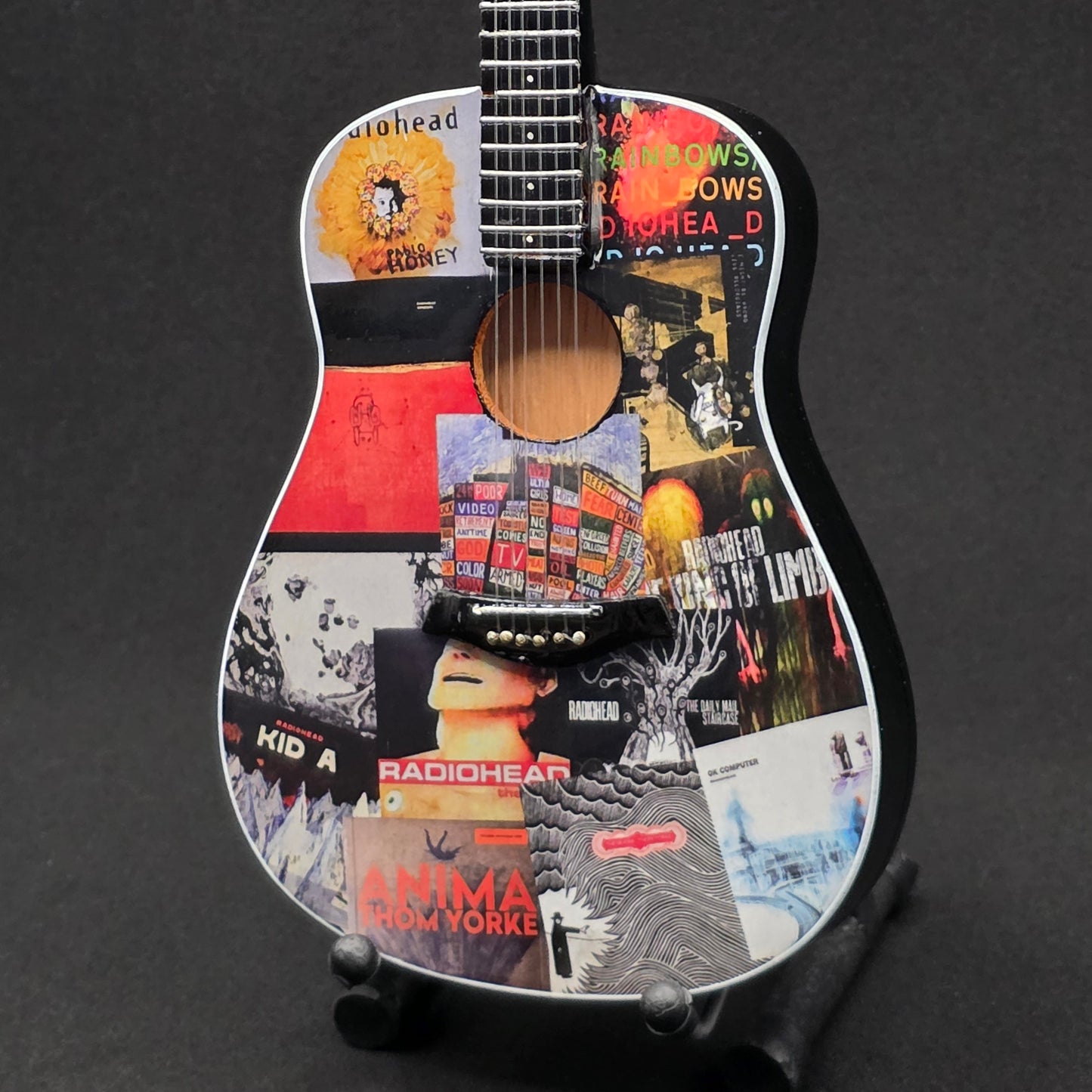 Miniature Guitar - Radiohead / Thom Yorke Album Covers Gibson Acoustic - Model Guitar Inc Stand