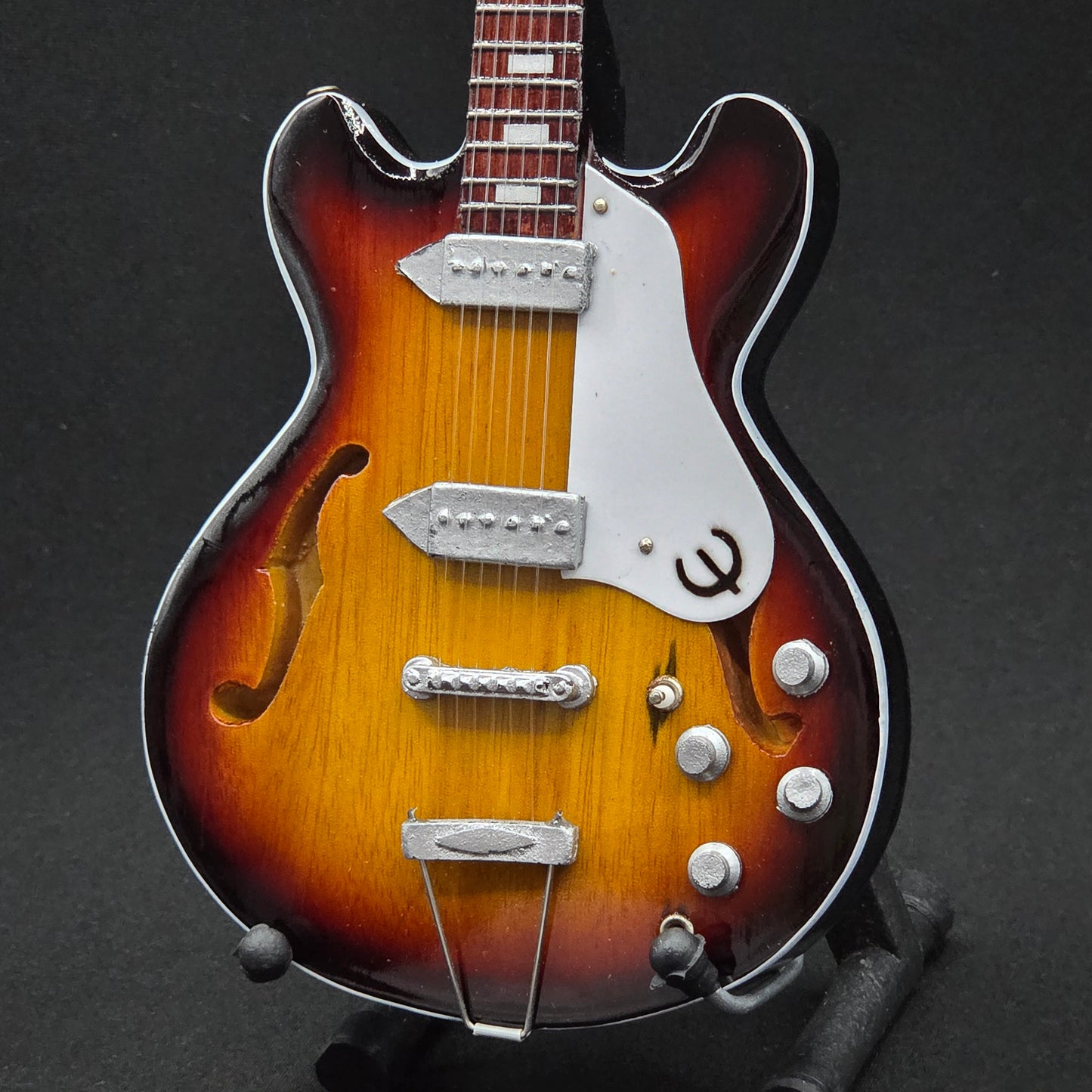 Miniature Guitar - The Beatles John Lennon Epiphone Casino Sunburst - Model Guitar Inc Stand
