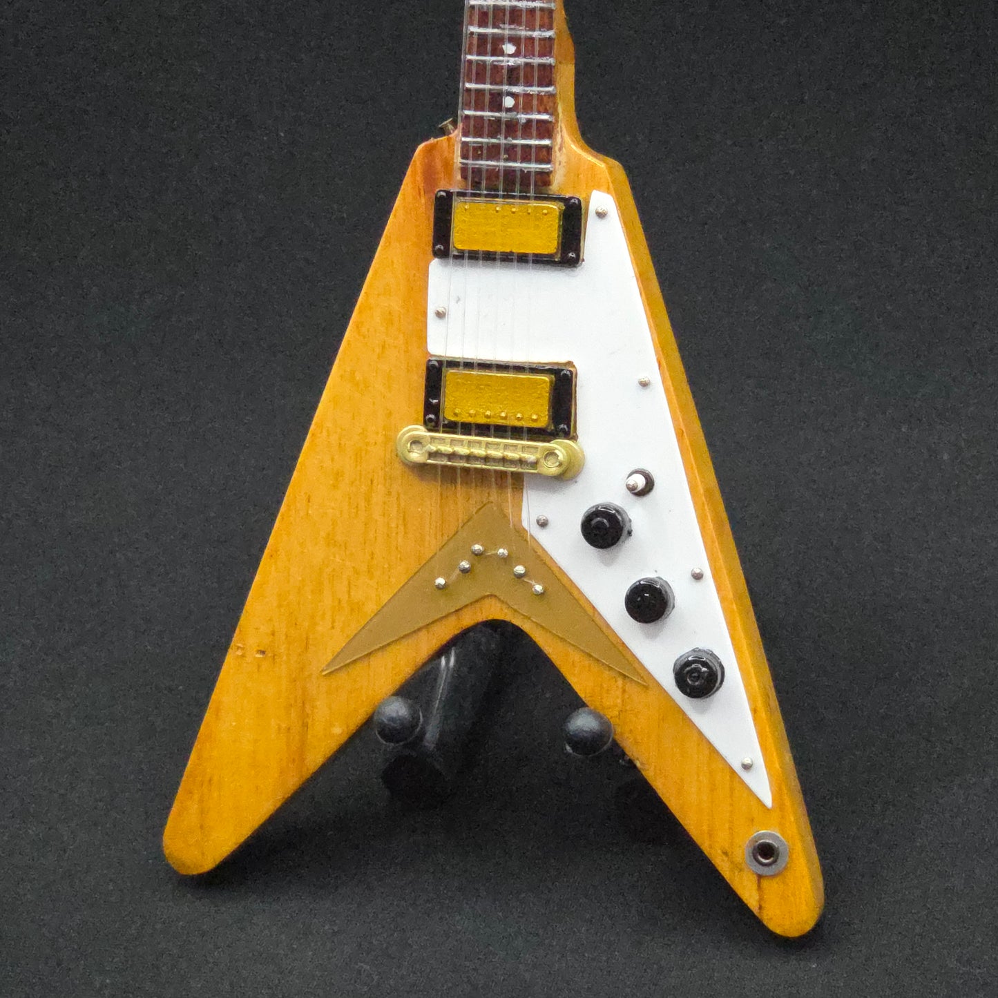 Miniature Guitar - Gibson Flying V Natural - Model Guitar Inc Stand