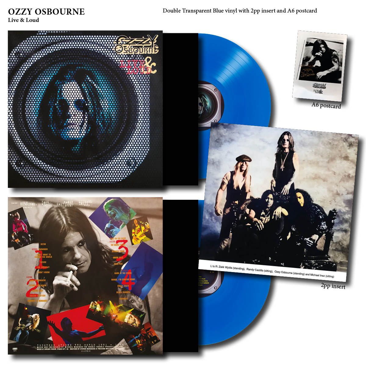Ozzy Osbourne Live and Loud Vinyl Record 2LP Black Sabbath