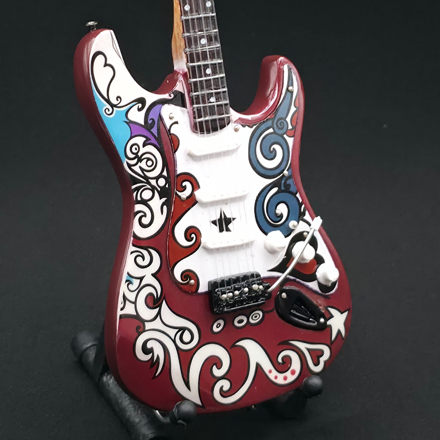 Miniature Guitar - Jimi Hendrix Saville Sgt Pepper Fender Stratocaster- Model Guitar Inc Stand