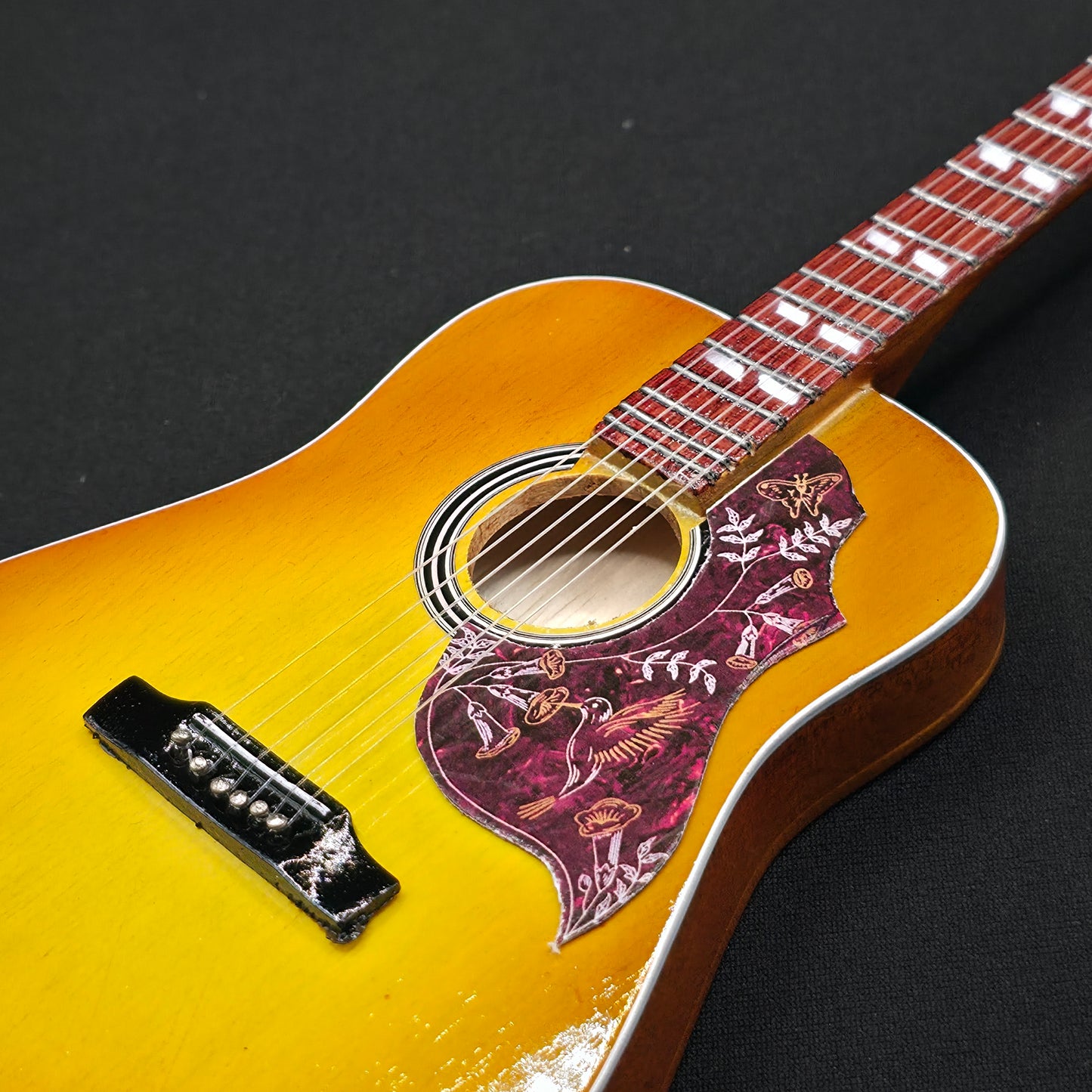 Miniature Guitar - Taylor Swift Eras Tour - Folklore Gibson Hummingbird Acoustic - Model Guitar Inc Stand