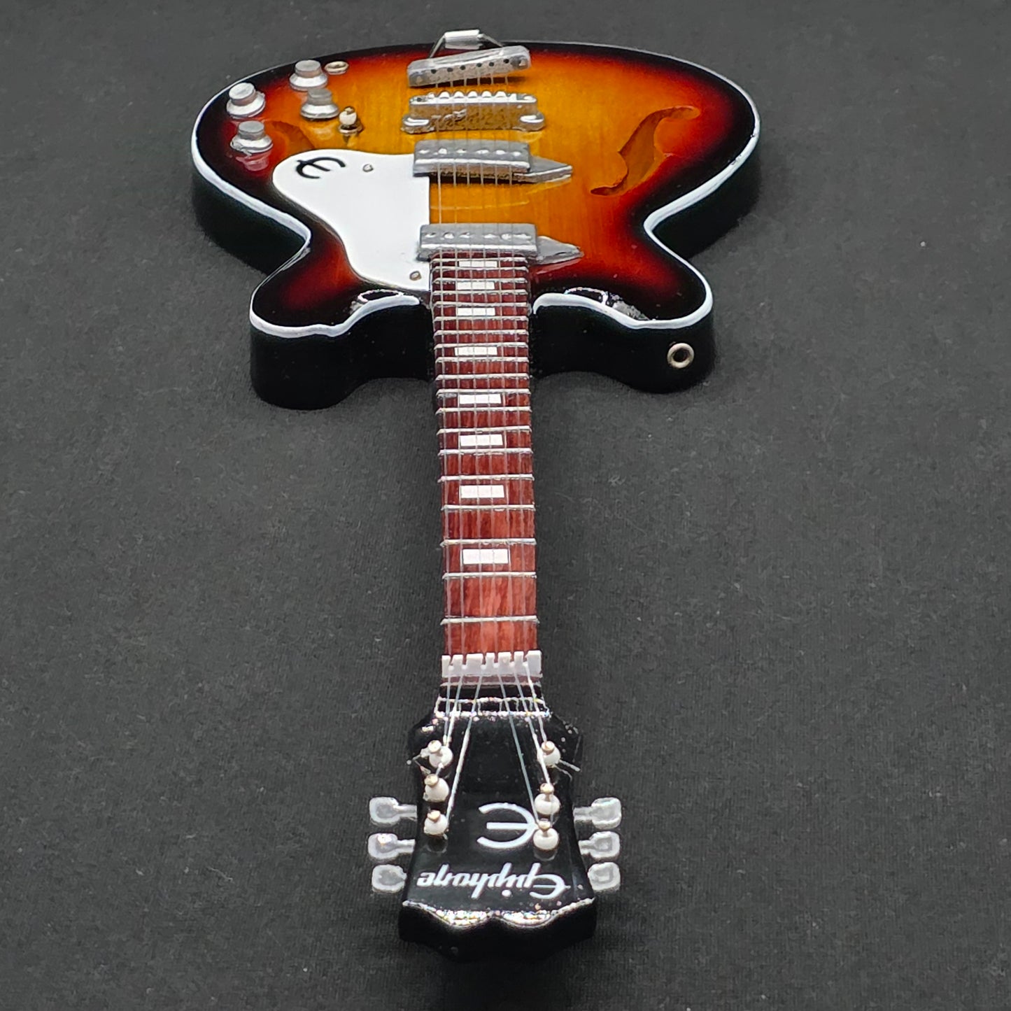 Miniature Guitar - The Beatles John Lennon Epiphone Casino Sunburst - Model Guitar Inc Stand