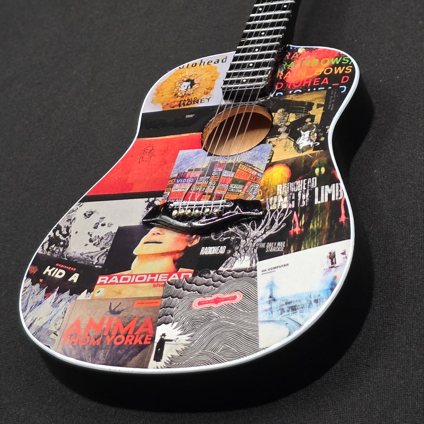 Miniature Guitar - Radiohead / Thom Yorke Album Covers Gibson Acoustic - Model Guitar Inc Stand