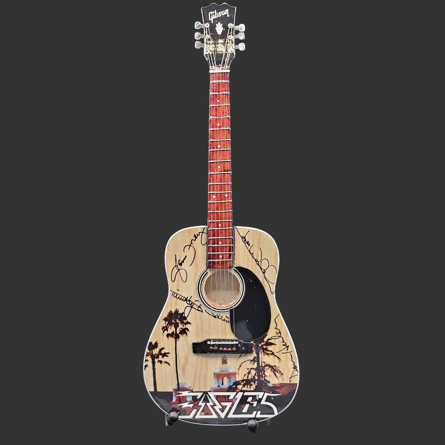 Miniature Guitar - The Eagles  Hotel California Gibson Acoustic - Model Guitar Inc Stand