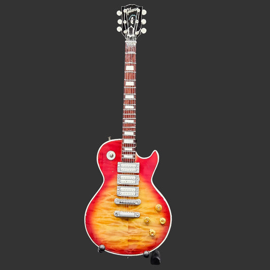 Miniature Guitar - KISS Ace Frehley Gibson Les Paul Custom Sunburst - Model Guitar Inc Stand