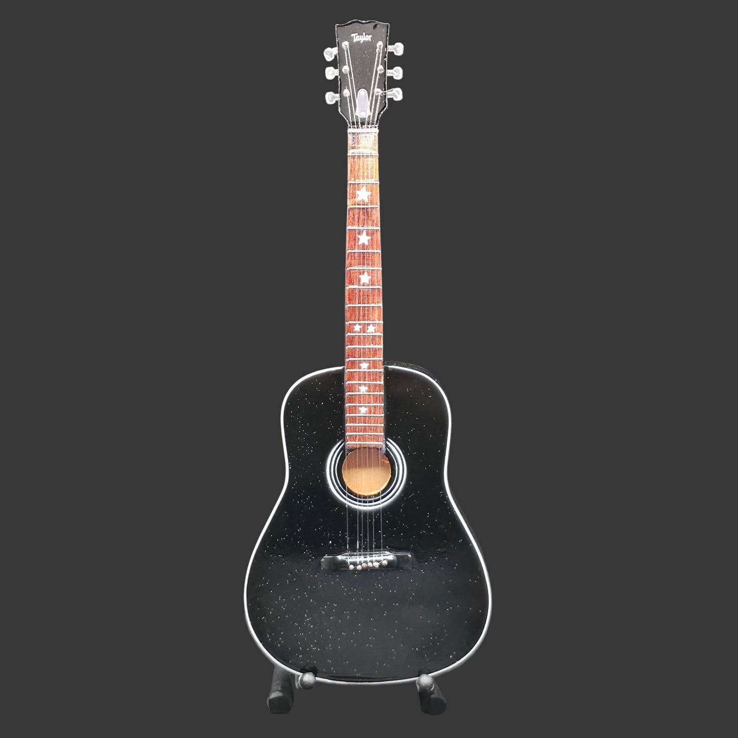 Miniature Guitar - Taylor Swift Eras Tour Black Sparkle - Model Guitar Inc Stand
