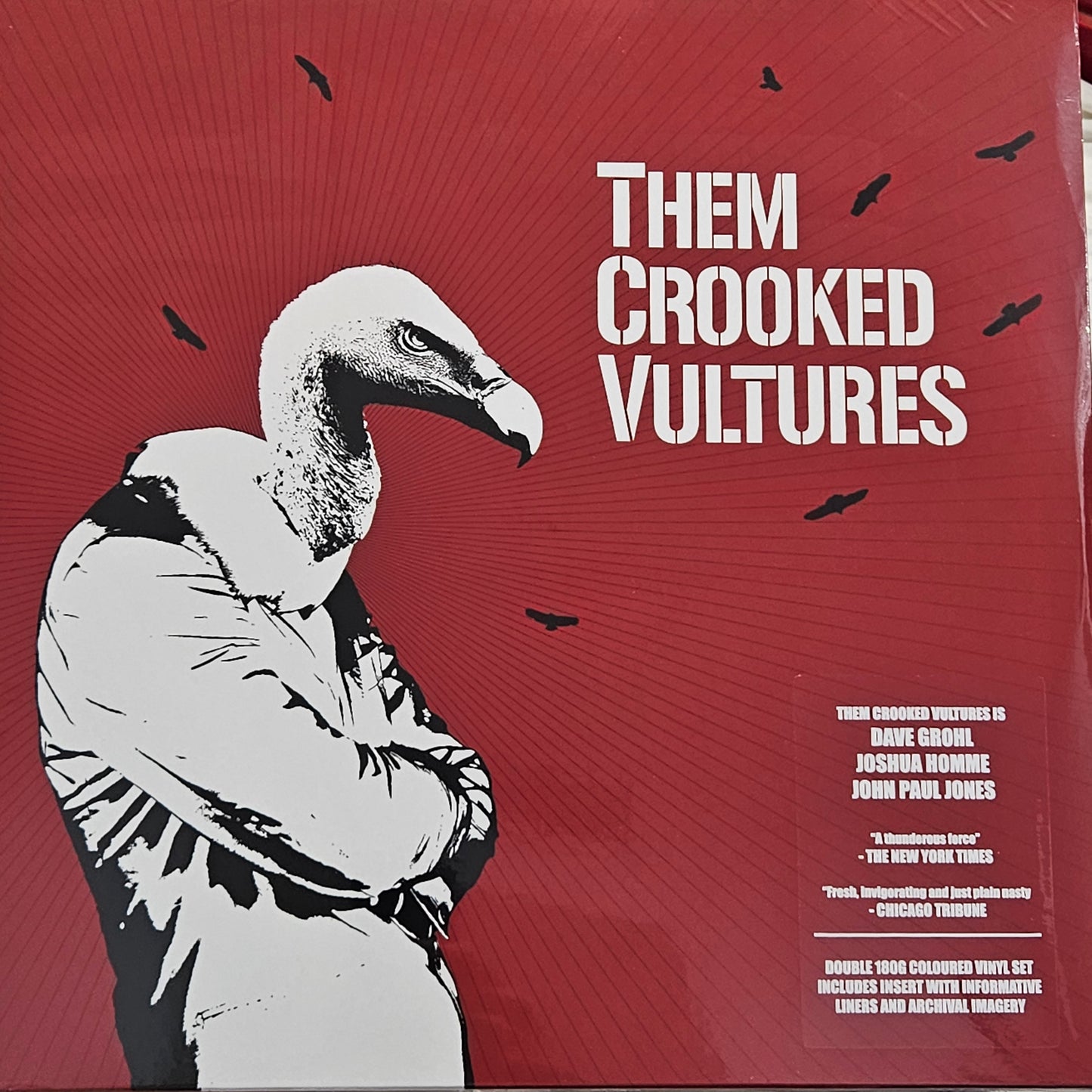 THEM CROOKED VULTURES  VINYL RECORD - SELF TITLED 2LP UNOFFICIAL RED  COLOURED FOO QUEENS LED
