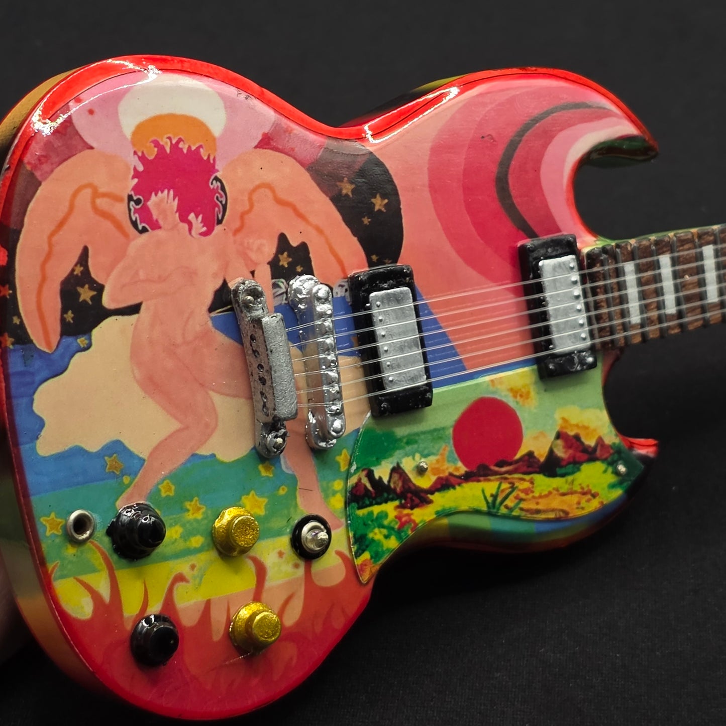 Miniature Guitar - Eric Clapton The Fool SG Gibson - Model Guitar Inc Stand