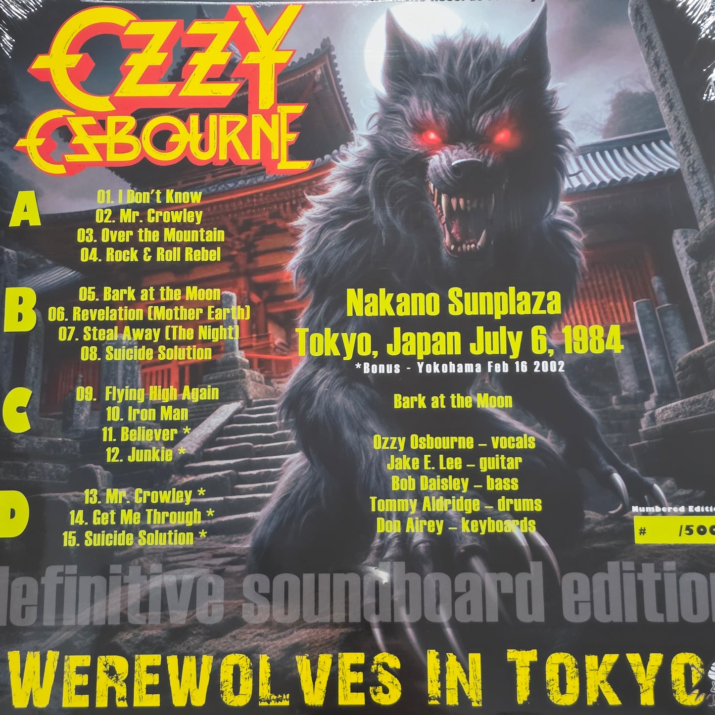 OZZY OSBOURNE - WEREWOLVES IN TOKYO VINYL RECORD 2LP COLOURED  LIVE IN JAPAN 1984 + 2002