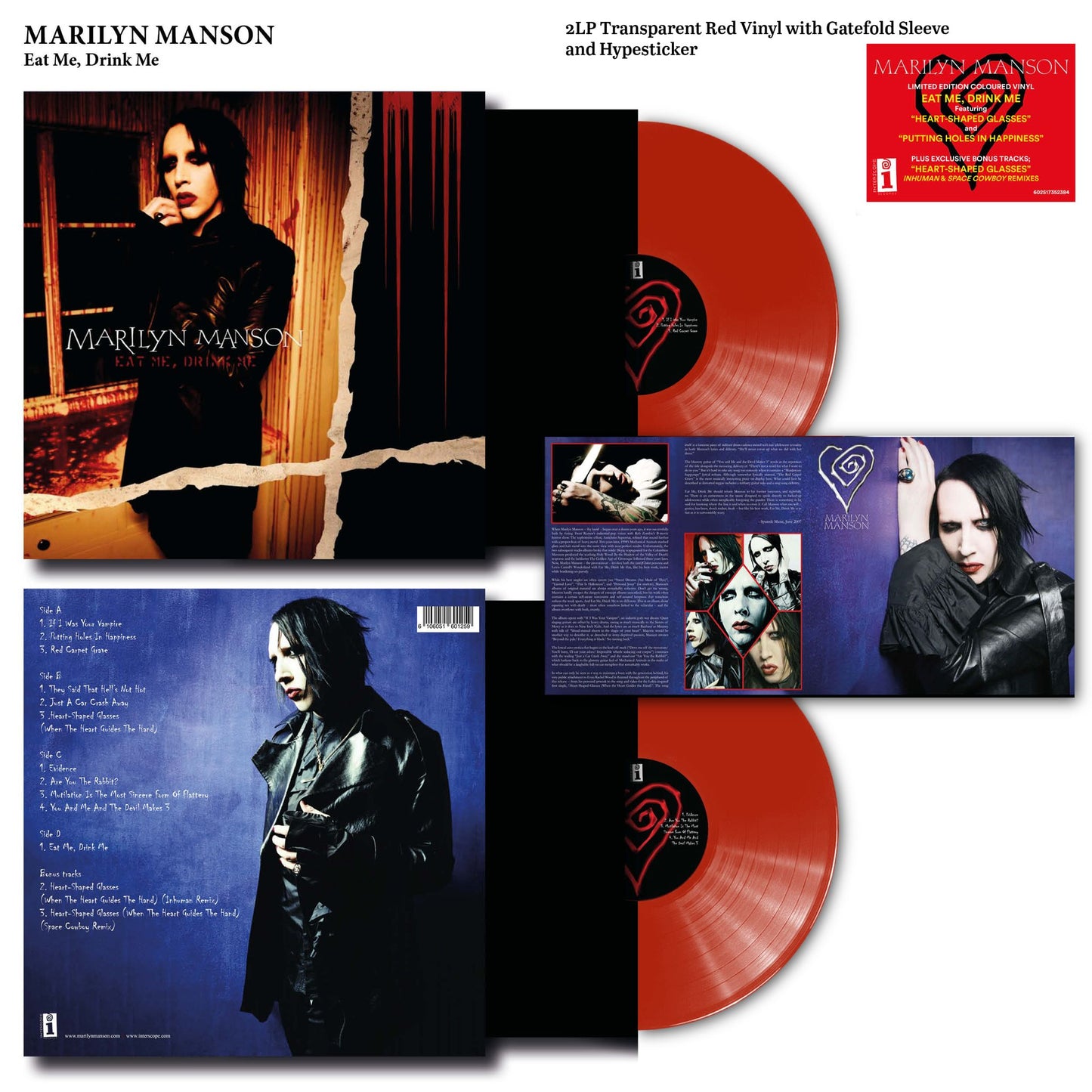 Marilyn Manson - Eat Me, Drink Me 2LP Coloured Vinyl Record
