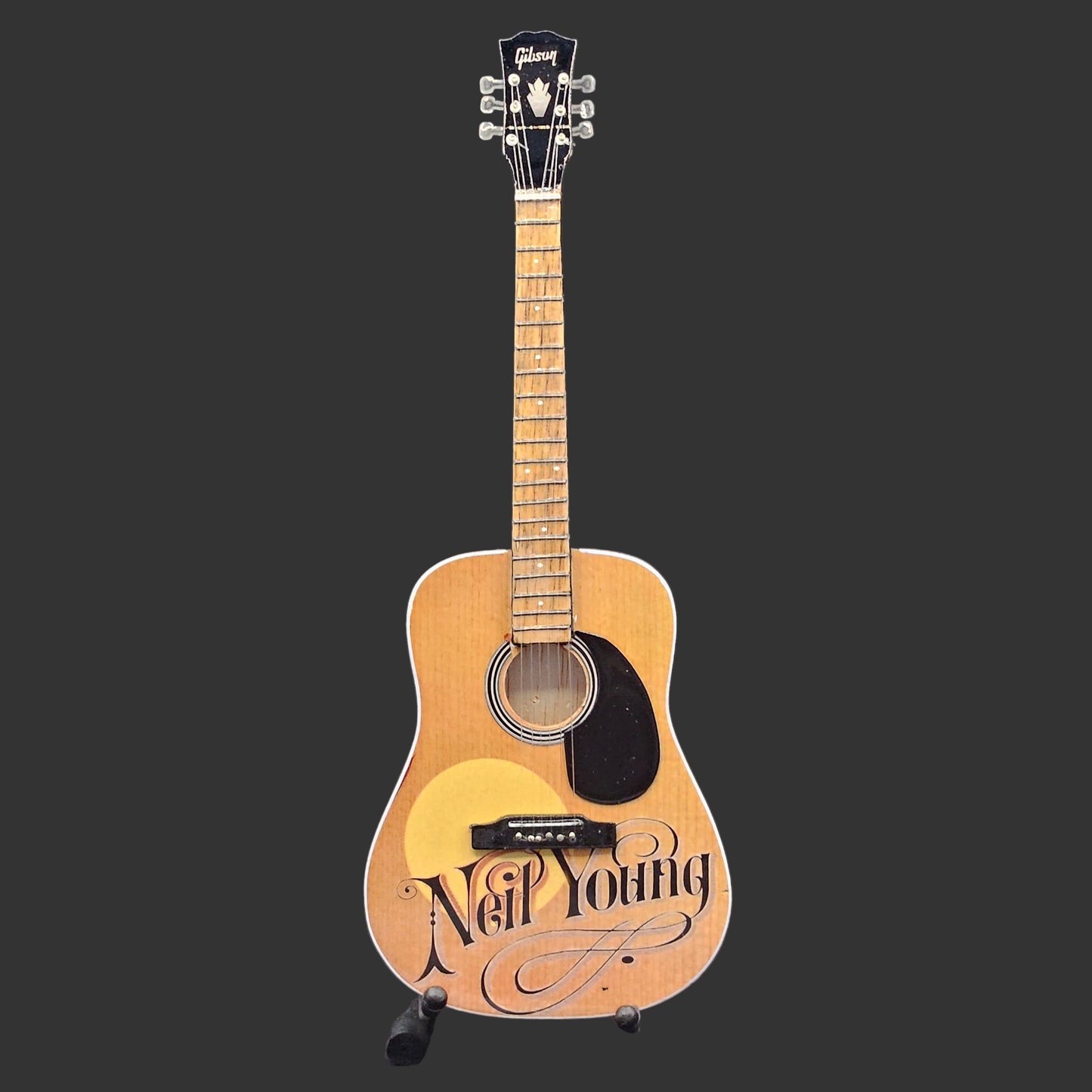 Miniature Guitar - Neil Young Harvest Gibson Acoustic  - Model Guitar Inc Stand