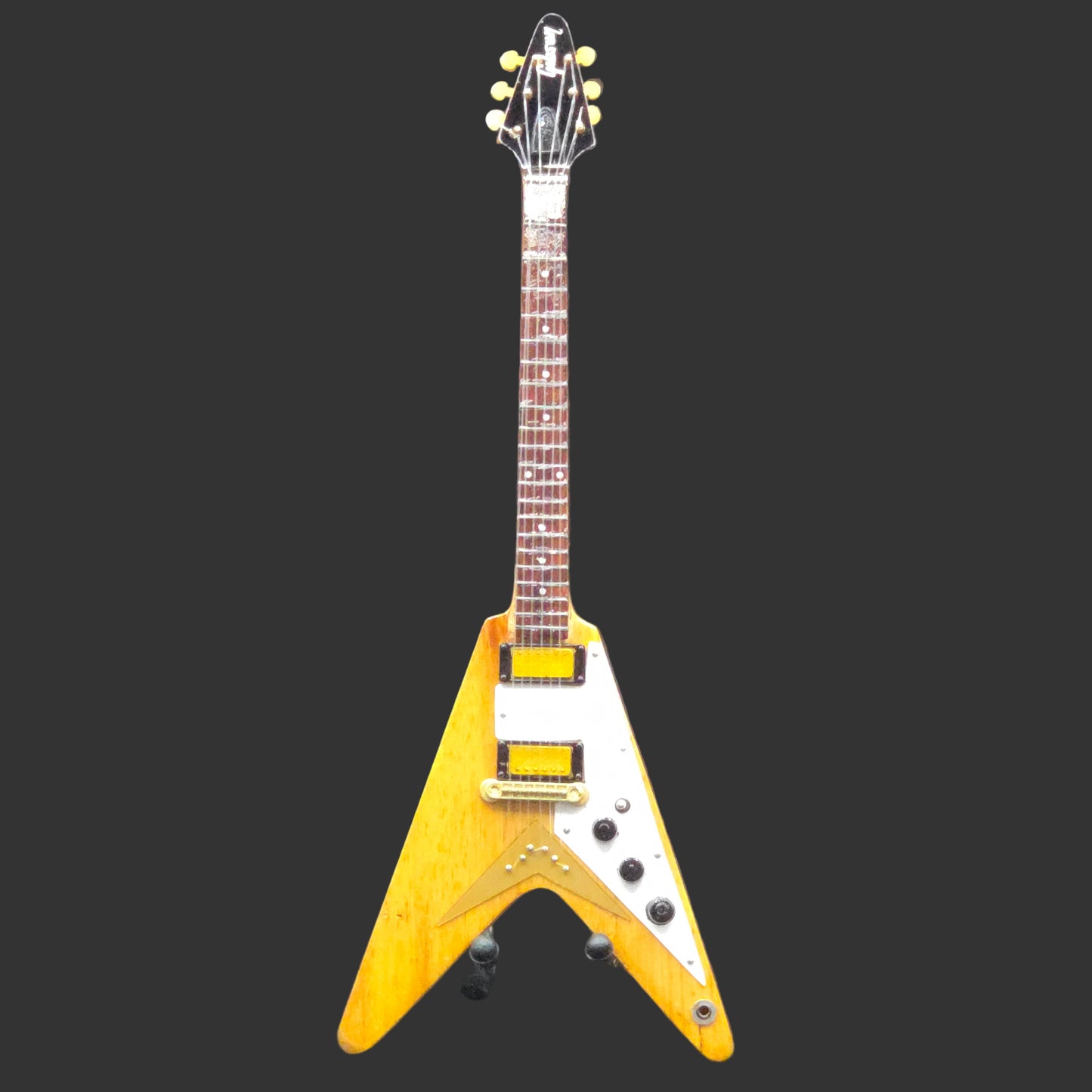 Miniature Guitar - Gibson Flying V Natural - Model Guitar Inc Stand