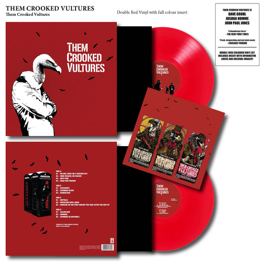 THEM CROOKED VULTURES  VINYL RECORD - SELF TITLED 2LP UNOFFICIAL RED  COLOURED FOO QUEENS LED
