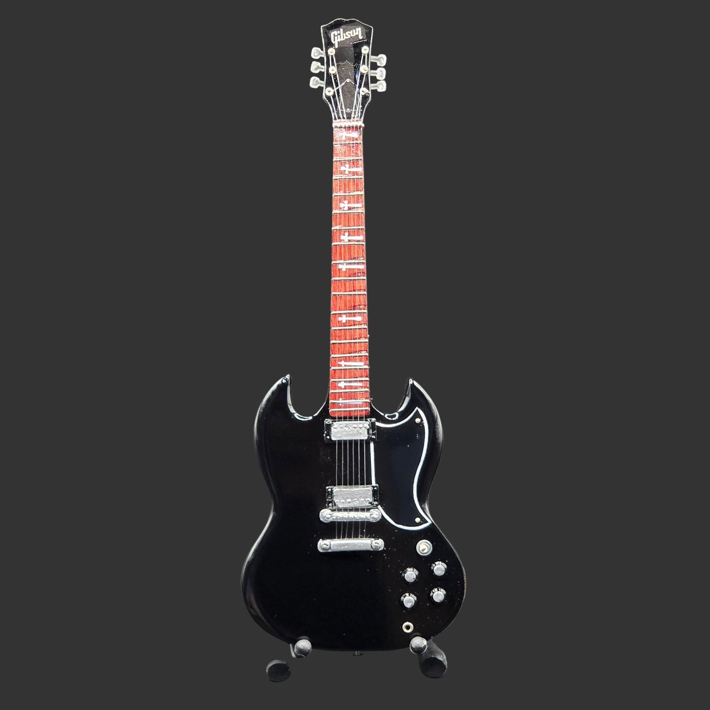 Miniature Guitar - Black Sabbath Tommy Iommi Gibson SG Black - Model Guitar Inc Stand