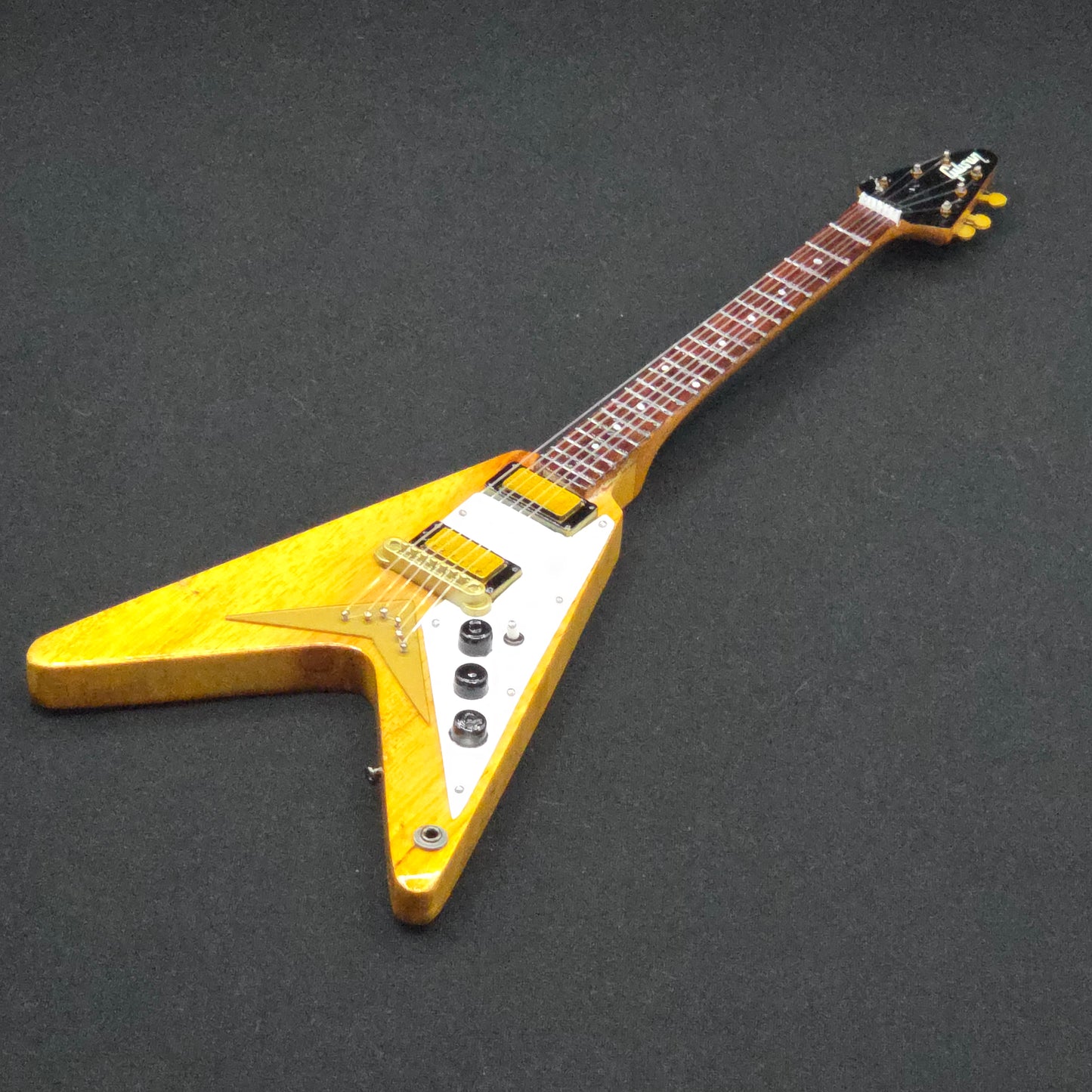 Miniature Guitar - Gibson Flying V Natural - Model Guitar Inc Stand