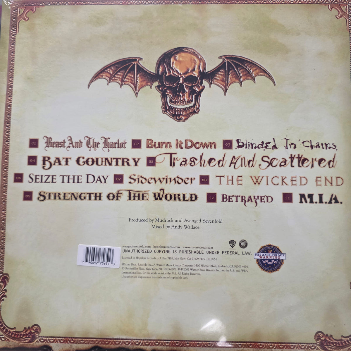 Avenged Sevenfold - City Of Evil (2xLP, Album, RE, RP, Bla) Vinyl Record / LP